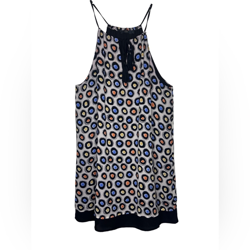 THML halter dress multicolor yellow orange blue circles - Large